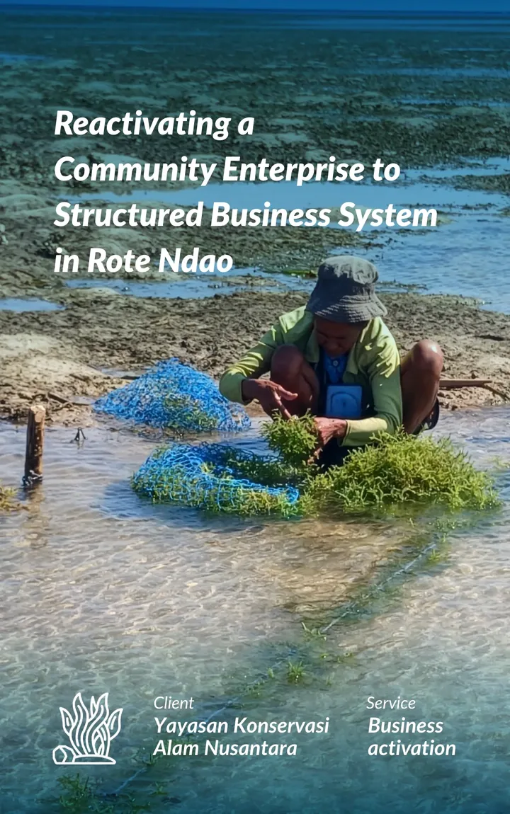 Reactivating a Community Enterprise to Structured Business System in Rote Ndao. Client: Yayasan Konservasi Alam Nusantara. Service: Business activation.